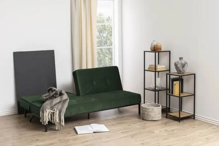 CASA Living Perugia Sovesofa H 87 x B 95 x L 198 cm - Stål/stof - Skovgrøn