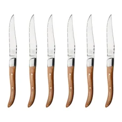 CASA Living Ranch Steakkniv - 6 stk. Certificeret pakkatræ - Lyst træ