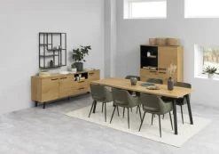 CASA Living Ranja Spisebordsstol - 2 stk. H 79 x B 56 x D 59,5 cm - Metal/stof - Olivengrøn/sort