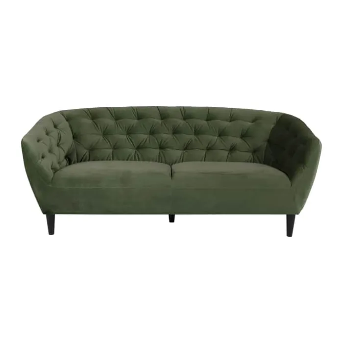 CASA Living Ria Sofa H 78 x B 191 x D 84 cm - Velour - Grøn