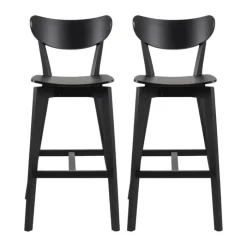 CASA Living Roxby Barstol - 2 stk H 105 x B 45 x D 49 cm - Egefiner - Mat sort