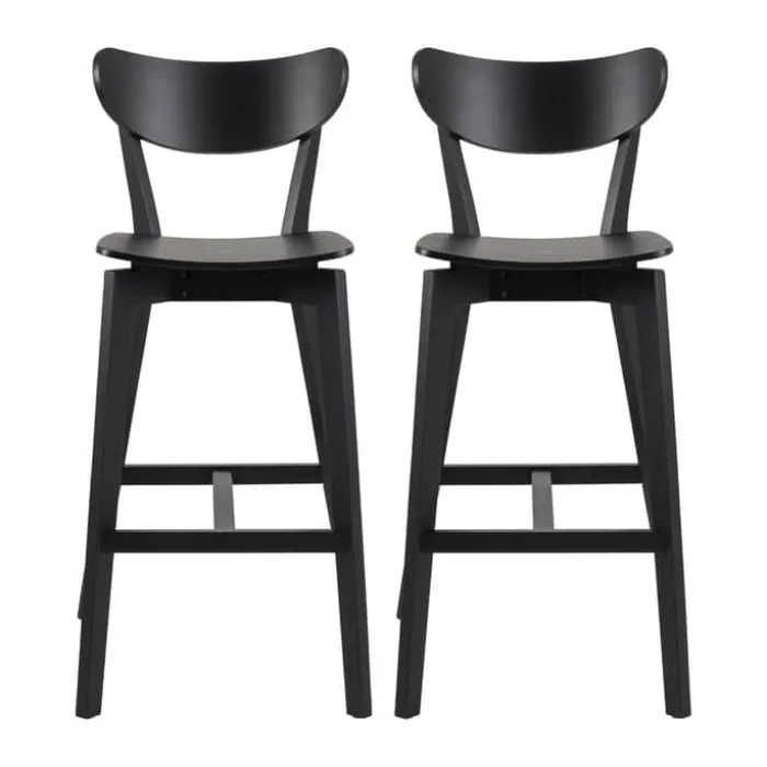 CASA Living Roxby Barstol - 2 stk H 105 x B 45 x D 49 cm - Egefiner - Mat sort