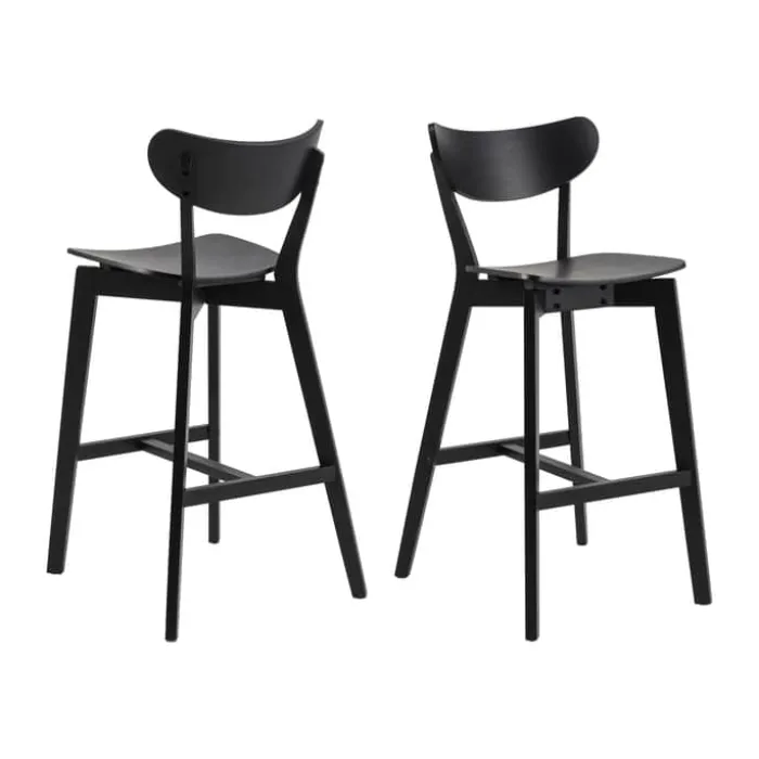 CASA Living Roxby Barstol - 2 stk H 105 x B 45 x D 49 cm - Egefiner - Mat sort