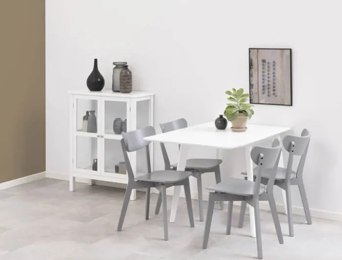 CASA Living Roxby Spisebord H 76 x B 80 x L 120 cm - MDF/gummitræ - Hvid