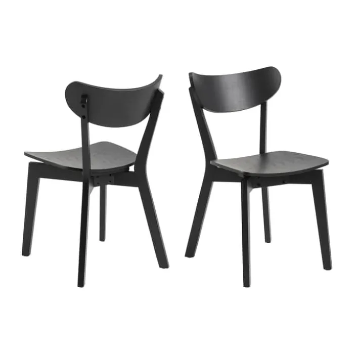 CASA Living Roxby Spisebordsstol - 2 stk. H 79,5 x B 45 x D 55 cm - Gummitræ - Mat sort