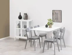 CASA Living Roxby Spisebordsstol - 2 stk. H 79,5 x B 45 x D 55 cm - Gummitræ - Grå