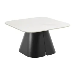 CASA Living Salinas Sofabord H 45 x B 80 x D 80 cm - Keramik/stål - Hvid/mat sort