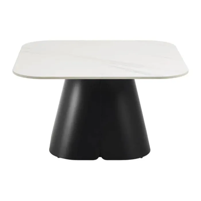 CASA Living Salinas Sofabord H 45 x B 80 x D 80 cm - Keramik/stål - Hvid/mat sort