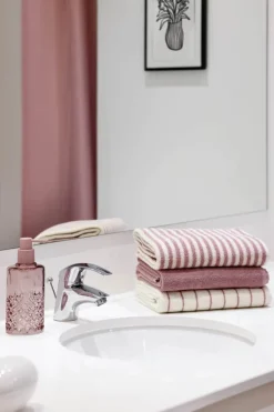 CASA Living Sæbedispenser m. facetslibning H 19 cm - Glas - Rosa