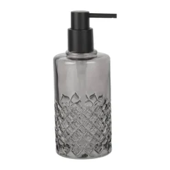 CASA Living Sæbedispenser m. facetslibning H 19 cm - Glas - Grå