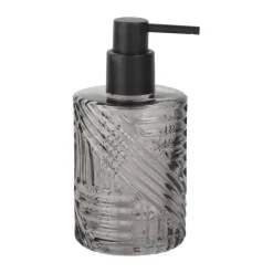 CASA Living Sæbedispenser m. mønster H 16,5 cm - Glas - Grå