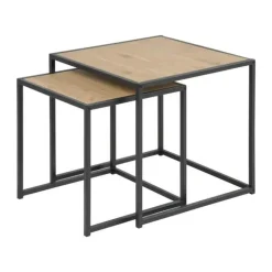 CASA Living Seaford Indskudsbord H 45 x B 50 x L 50 cm - Egetræ/stål - Vild eg