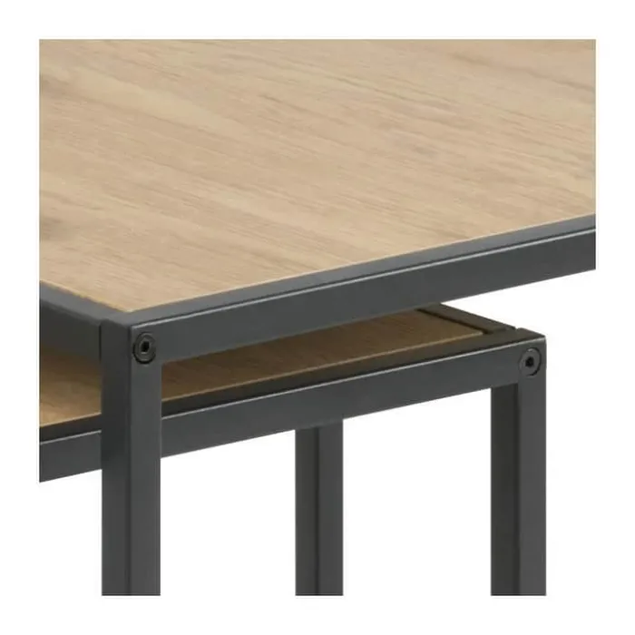 CASA Living Seaford Indskudsbord H 45 x B 50 x L 50 cm - Egetræ/stål - Vild eg