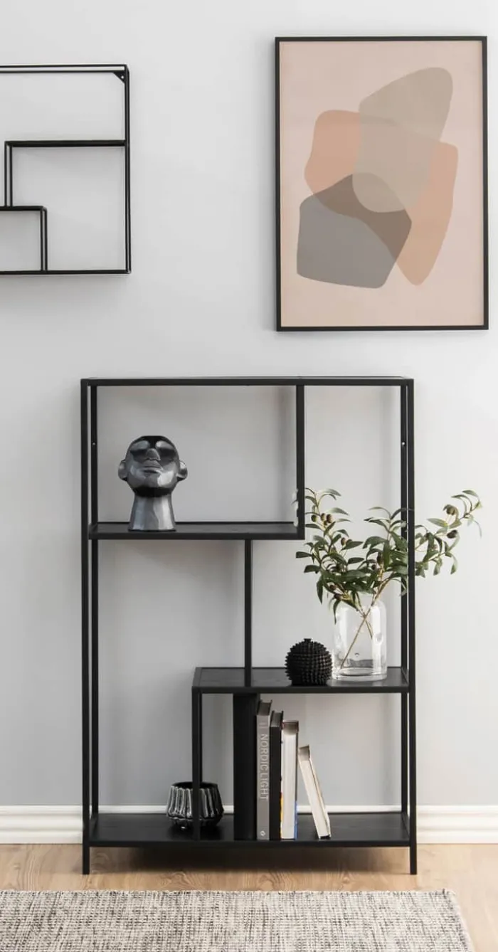 CASA Living Seaford Reol H 114 x B 77 x D 35 cm - Melamin/metal/mdf - Sort