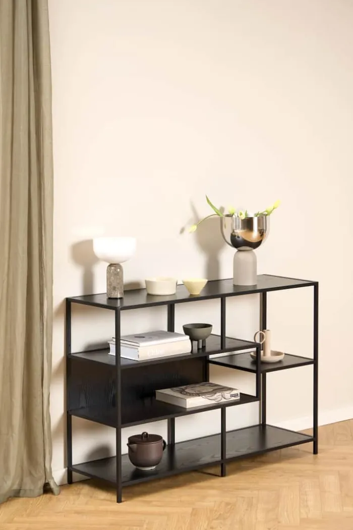 CASA Living Seaford Reol H 78 x B 114 x D 35 cm - Melamin/stål - Sort