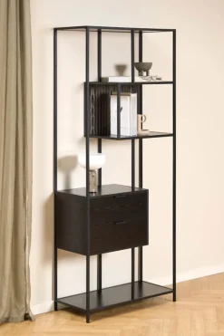 CASA Living Seaford Reol H 185 x B 77 x D 35 cm - Melamin - Sort