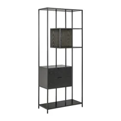 CASA Living Seaford Reol H 185 x B 77 x D 35 cm - Melamin - Sort