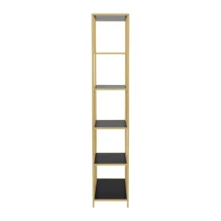 CASA Living Seaford Reol H 185 x B 77 x D 35 cm - Melamin/metal/mdf - Sort/gylden lakeret