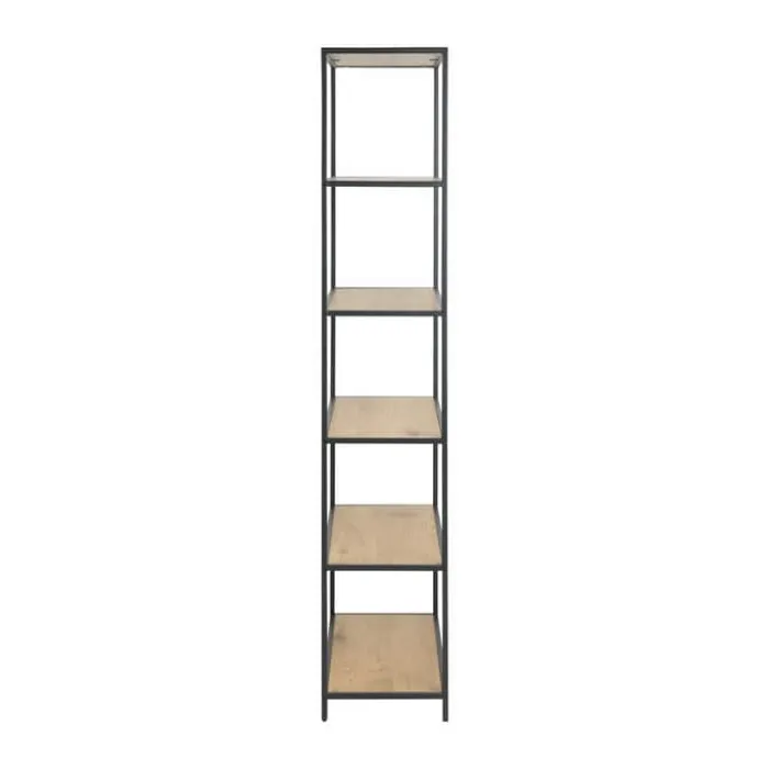 CASA Living Seaford Reol H 185 x B 77 x L 35 cm - Melamin/metal - Natur/sort