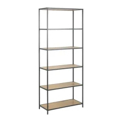 CASA Living Seaford Reol H 185 x B 77 x L 35 cm - Melamin/metal - Natur/sort