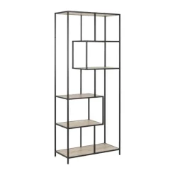 CASA Living Seaford Reol H 185 x B 77 x D 35 cm - Melamin/metal - Mørk eg/sort