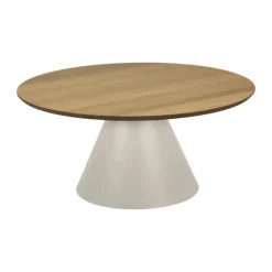CASA Living Soli Sofabord Ø 85 x H 40 cm - Egefiner/stål - Natur/grå