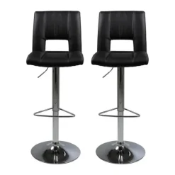 CASA Living Sylvia Barstol - 2 stk. H 115 x B 41,5 x L 52 cm - Stål/imiteret læder - Sort