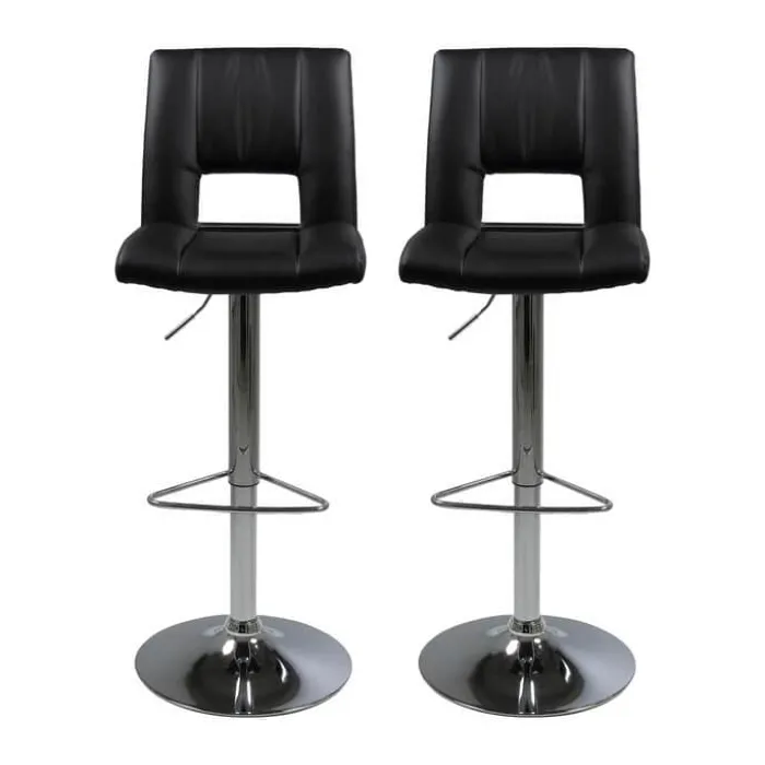 CASA Living Sylvia Barstol - 2 stk. H 115 x B 41,5 x L 52 cm - Stål/imiteret læder - Sort