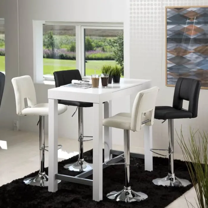 CASA Living Sylvia Barstol - 2 stk. H 115 x B 41,5 x L 52 cm - Stål/imiteret læder - Sort