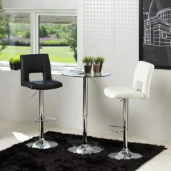 CASA Living Sylvia Barstol - 2 stk. H 115 x B 41,5 x L 52 cm - Stål/imiteret læder - Sort