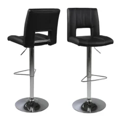 CASA Living Sylvia Barstol - 2 stk. H 115 x B 41,5 x L 52 cm - Stål/imiteret læder - Sort