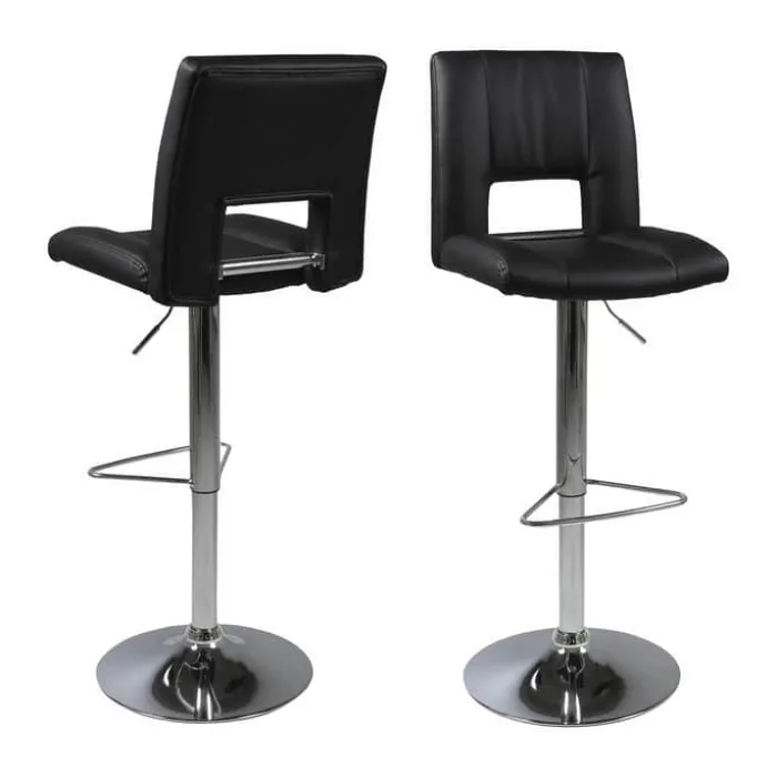 CASA Living Sylvia Barstol - 2 stk. H 115 x B 41,5 x L 52 cm - Stål/imiteret læder - Sort