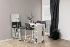 CASA Living Sylvia Barstol - 2 stk H 115 x B 41,5 x D 52 cm - Metal/stof - Mørkegrå/krom