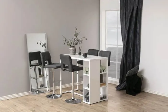 CASA Living Sylvia Barstol - 2 stk H 115 x B 41,5 x D 52 cm - Metal/stof - Mørkegrå/krom