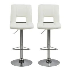 CASA Living Sylvia Barstol - 2 stk. H 115 x B 41,5 x L 52 cm - Metal/imiteret læder - Hvid