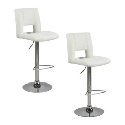 CASA Living Sylvia Barstol - 2 stk. H 115 x B 41,5 x L 52 cm - Metal/imiteret læder - Hvid