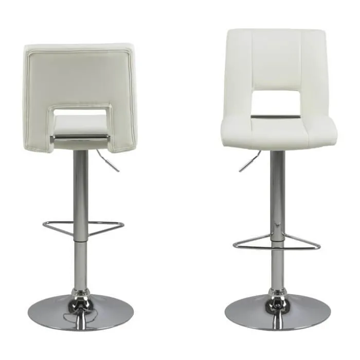 CASA Living Sylvia Barstol - 2 stk. H 115 x B 41,5 x L 52 cm - Metal/imiteret læder - Hvid