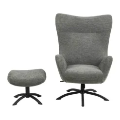 CASA Living Talgarth Lænestol m. Skammel H 105 x B 76 x L 86 cm - Stof/stål - Antracit