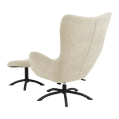 CASA Living Talgarth Lænestol m. Skammel H 105 x B 76 x L 86 cm - Stof/stål - Creme