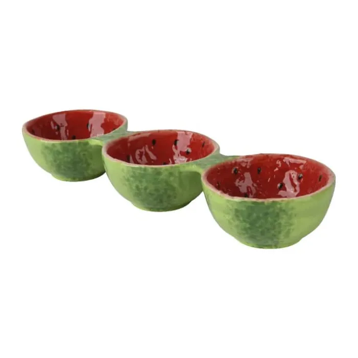 CASA Living Tapasskål H 4 x L 28 cm - Dolomit - Grøn/rød