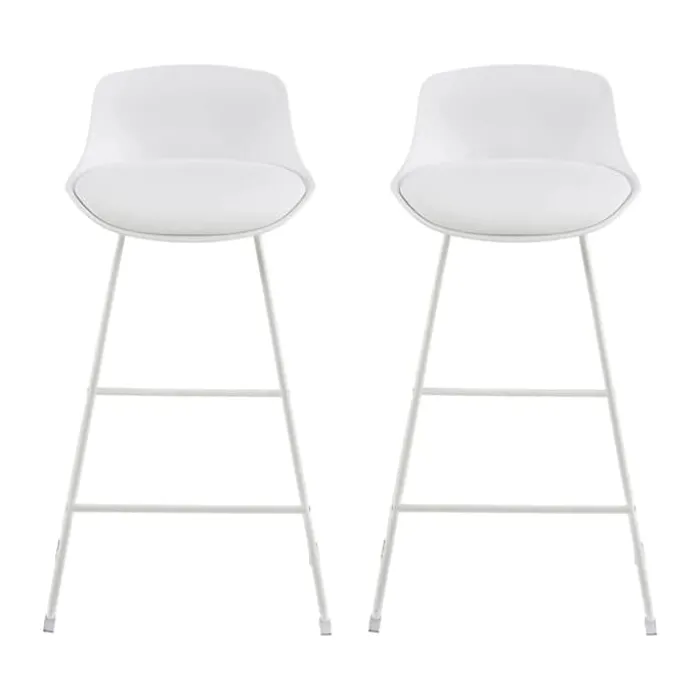CASA Living Tina Barstol - 2 stk H 94 x B 43 x D 49 cm - Metal/PU-læder - Hvid
