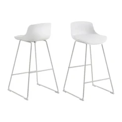 CASA Living Tina Barstol - 2 stk H 94 x B 43 x D 49 cm - Metal/PU-læder - Hvid