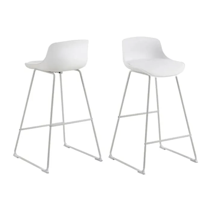 CASA Living Tina Barstol - 2 stk H 94 x B 43 x D 49 cm - Metal/PU-læder - Hvid