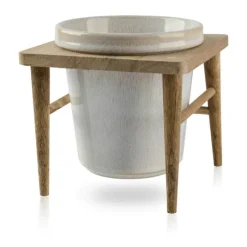 CASA Living Urtepotte Ø 11 cm - Træ/stentøj - Råhvid