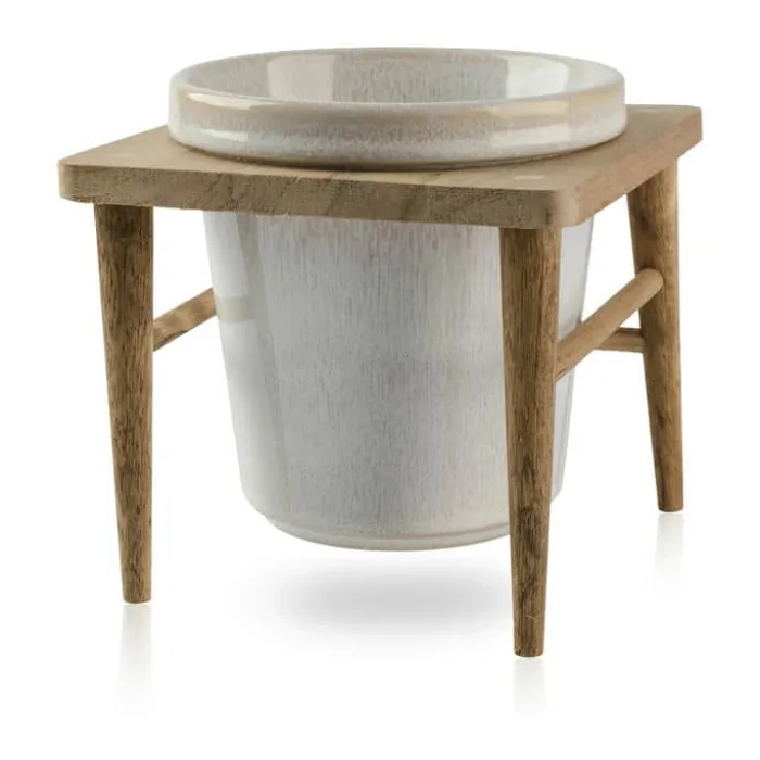 CASA Living Urtepotte Ø 11 cm - Træ/stentøj - Råhvid
