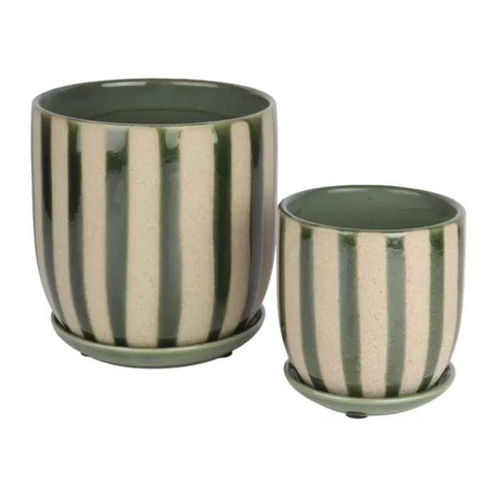 CASA Living Urtepotte Ø 13 x 12,5 cm - Stentøj - Grøn