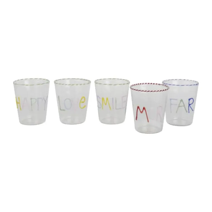 CASA Living Vandglas - Smile 40 cl - Borosilikatglas - Multifarvet