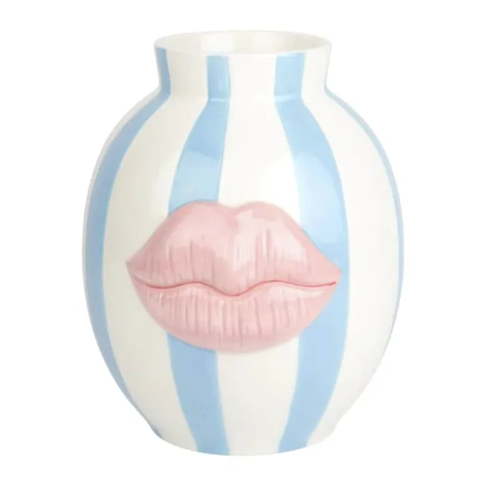 CASA Living Vase H 20,8 cm - Dolomit - Blå/hvid