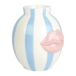CASA Living Vase H 20,8 cm - Dolomit - Blå/hvid