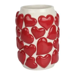 CASA Living Vase H 20 cm - Dolomit - Rød/hvid
